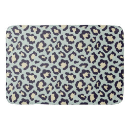 Leopard aquamarin, schwarz, gelb badematte