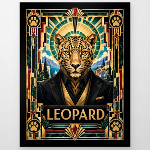 Leopard, Art Deco Wildtiere Postkarte