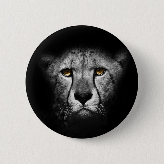 Leopard, atemberaubend, schwarz und weiß button (Vorderseite)