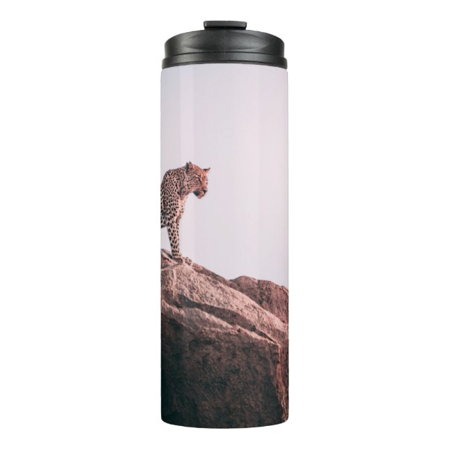 LEOPARD AUF DEM GIPFEL DES BERGES THERMOSBECHER (Vorderseite)