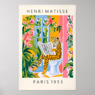 Leopard auf der Toilette, schönes Poster im Bad, M