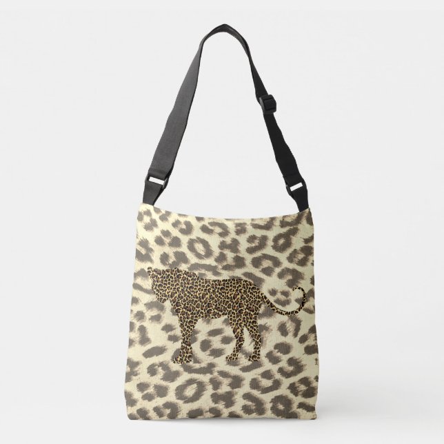 Leopard auf Leopard-Imitaten Pelztasche Tragetaschen Mit Langen Trägern (Vorderseite)