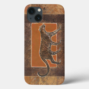 Leopard auf Orange und Brown-Hintergrund Case-Mate iPhone Hülle