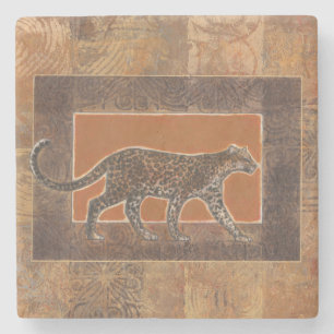 Leopard auf Orange und Brown-Hintergrund Steinuntersetzer