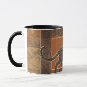 Leopard auf Orange und Brown-Hintergrund Tasse