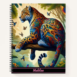 Leopard Aura: Farbenfrohe Bewegungsnähe Notizbuch