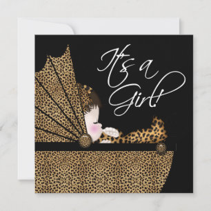 Leopard-Baby-Mädchen-Party Einladung