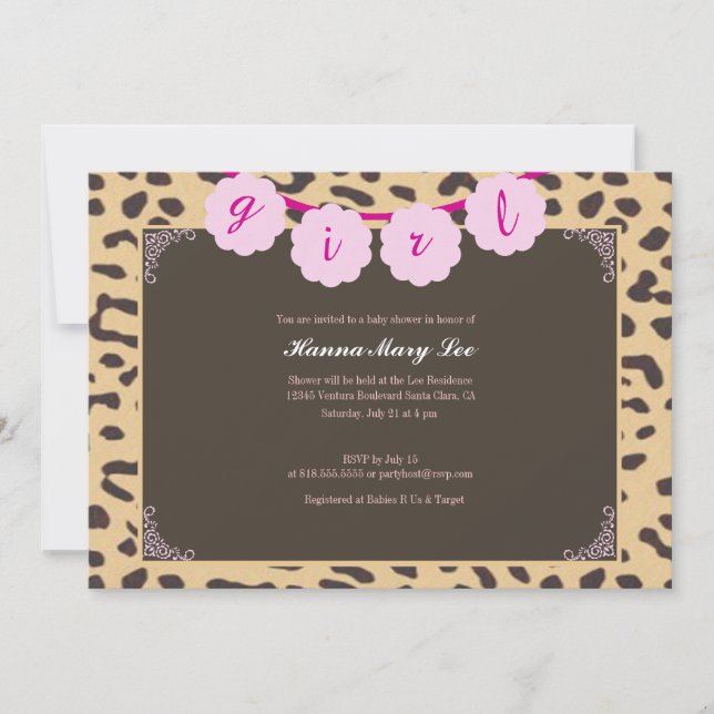 Leopard Baby Shower Einladung (Vorderseite)