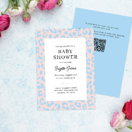 Leopard Baby Shower, pink und blau Geschlecht Einladung