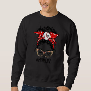 Leopard Ball Mama Life Messy Bun Game Day Mütter D Sweatshirt
