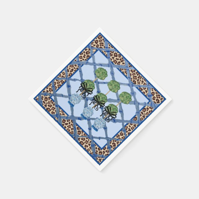 Leopard Bamboo Chinoiserie Ginger Jar Paper Serviette (Ecke)