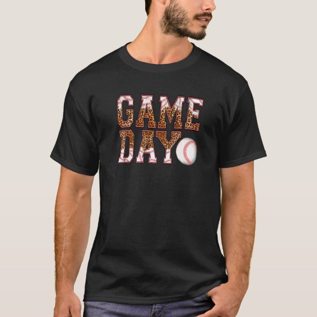 Leopard Baseball Game Day Vibes Baseball Mama Moth T-Shirt (Vorderseite)