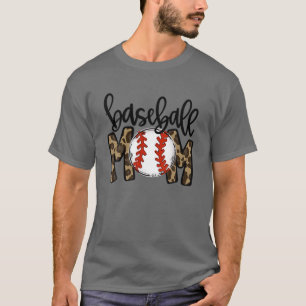 Leopard Baseball Mama Game Day Vibes Ball Mama Mot T-Shirt