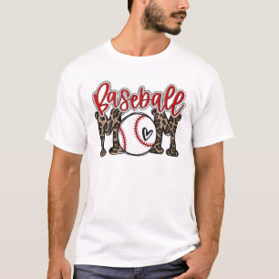 Leopard Baseball Mama Game Day Vibes Ball Mama Mot T-Shirt