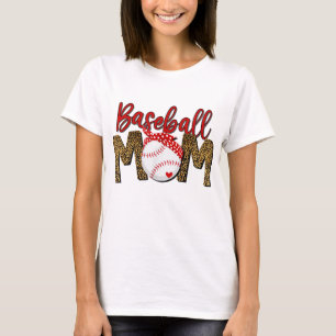 Leopard Baseball Mama Muttertag Red Headband Wom T-Shirt