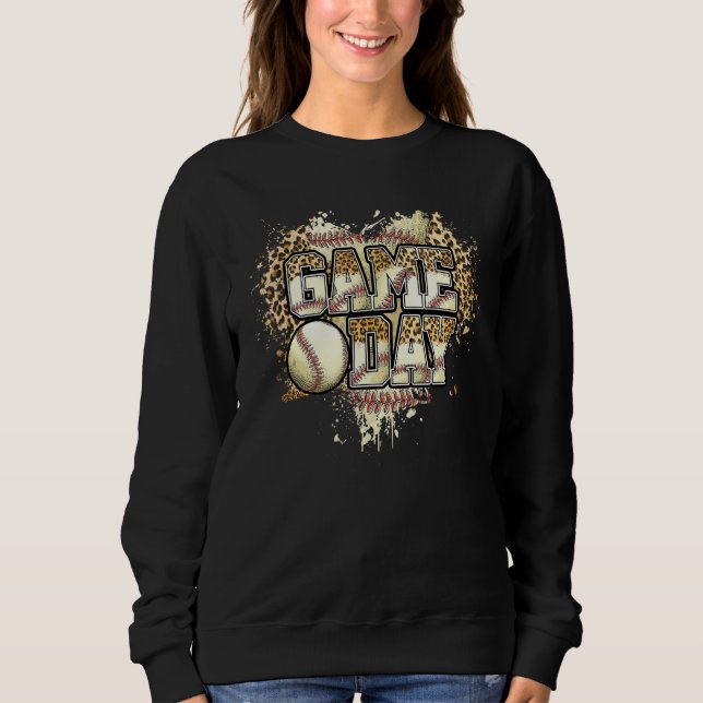 Leopard Baseball Spieltag Baseball-Mama Baseball Sweatshirt (Vorderseite)