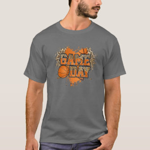 Leopard Basketball Game Day Vibes Herz Liebe Baske T-Shirt