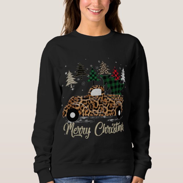 Leopard bedeckter roter LKW mit Buffalo Kariert Ch Sweatshirt (Vorderseite)