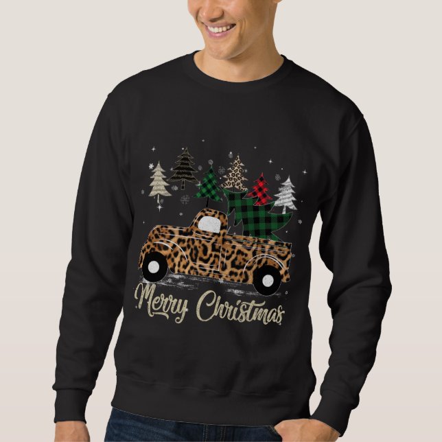 Leopard bedeckter roter LKW mit Buffalo Kariert Ch Sweatshirt (Vorderseite)