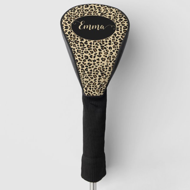 Leopard beige Muster personalisierter Golf Head Co Golf Headcover (Vorderseite)