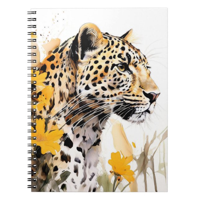 Leopard between Blume Notebook Journal Notizblock (Vorderseite)
