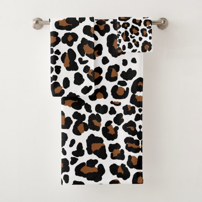 Leopard Big Cat Hide Fur Muster Print Badhandtuch Set (Insitu)