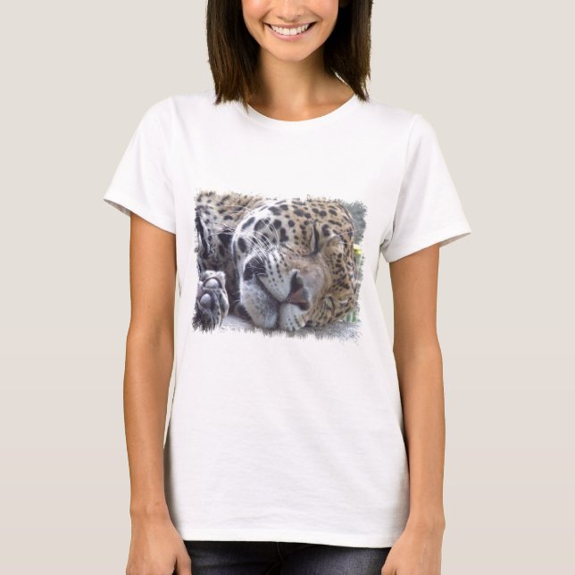 Leopard-Bild-Damen-angepasster T - Shirt (Vorderseite)