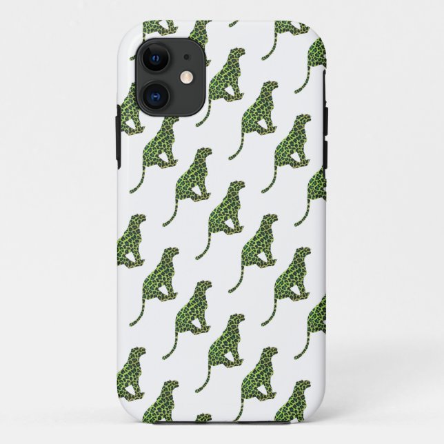 Leopard Black and Green Silhouette Case-Mate iPhone Hülle (Rückseite)