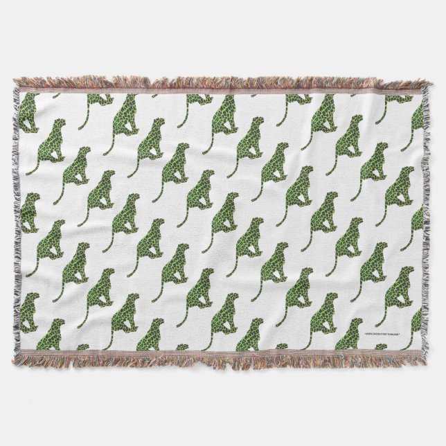 Leopard Black and Green Silhouette Decke (Vorderseite)