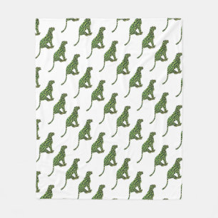 Leopard Black and Green Silhouette Fleecedecke