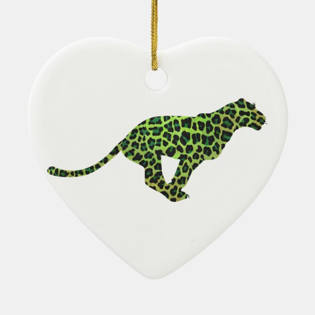 Leopard Black and Green Silhouette Keramikornament (Hinten)