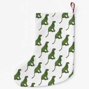 Leopard Black and Green Silhouette Kleiner Weihnachtsstrumpf