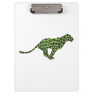 Leopard Black and Green Silhouette Klemmbrett