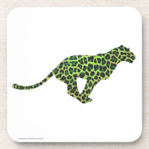 Leopard Black and Green Silhouette Untersetzer
