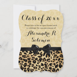 Leopard Black Bow Abschluss/Party Einladung