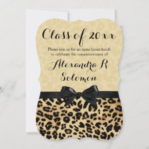 Leopard Black Bow Abschluss/Party Einladung