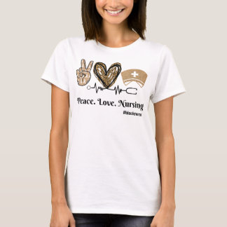 Leopard Black Nurse Peace Liebe nähren T-Shirt