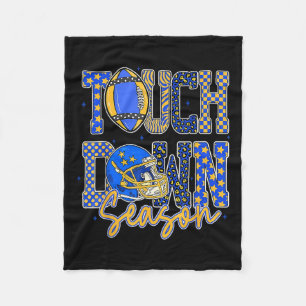 Leopard Blau Gold Kariert Fußball Touchdown Meer Fleecedecke