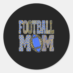 Leopard Blau Gold Kariert Fußball Touchdown Meer Runder Aufkleber