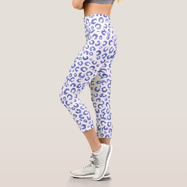 Leopard-Blauer Glitzer Capri Leggings (Links)