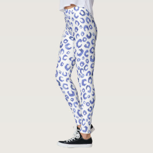 Leopard-Blauer Glitzer Leggings