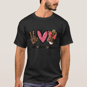 Leopard Bleistift Frieden Liebe Lehre Lehrer Leben T-Shirt