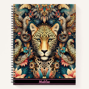 Leopard Bliss: Erholung unter tropischen Vögeln Notizbuch