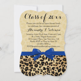 Leopard Blue Bow Abschluss/Party Einladung