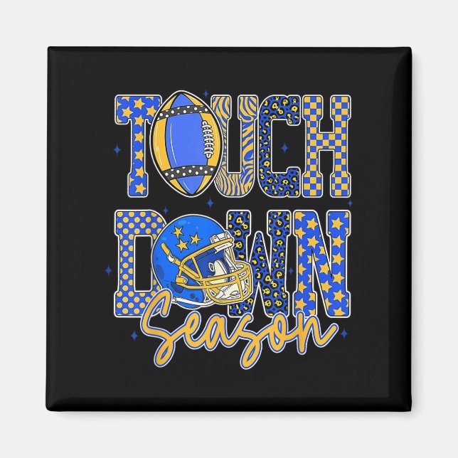 Leopard Blue Gold Checkered Football Touchdown Sea Magnet