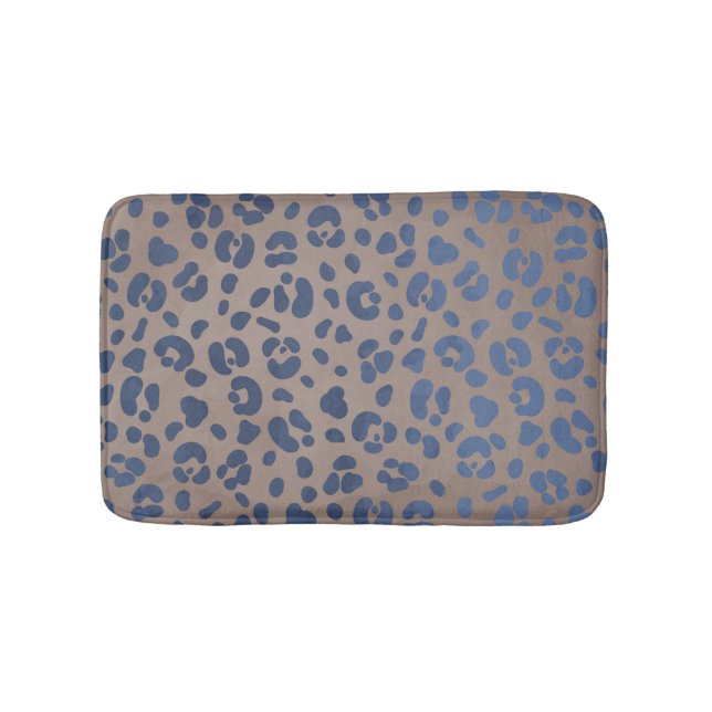 Leopard Blue Pattern Badematte (Vorderseite)