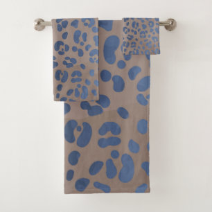 Leopard Blue Pattern Badhandtuch Set