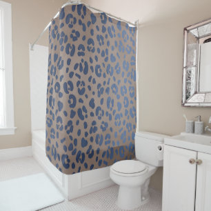 Leopard Blue Pattern Duschvorhang