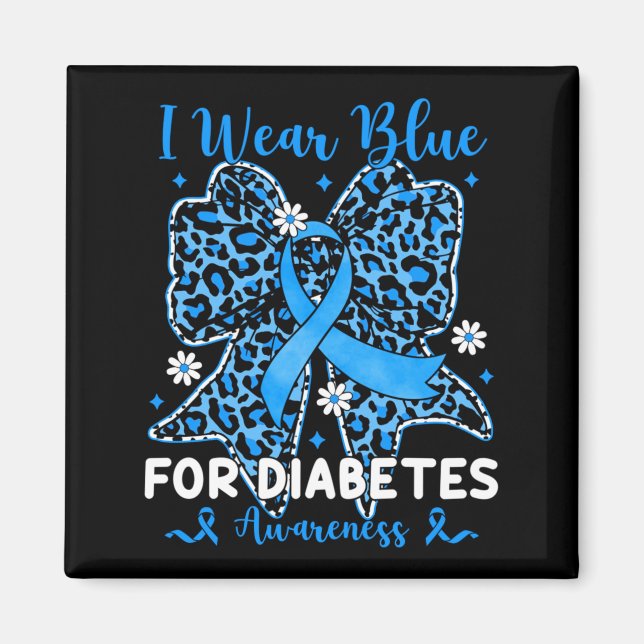 Leopard-Bogen Ich trage Blau für das Diabetes-Bewu Magnet (Vorne)