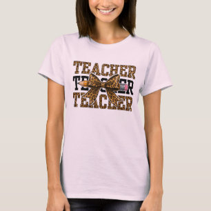 Leopard-Bogen-Lehrer-Schule-Bleistift-Cute-Klassen T-Shirt